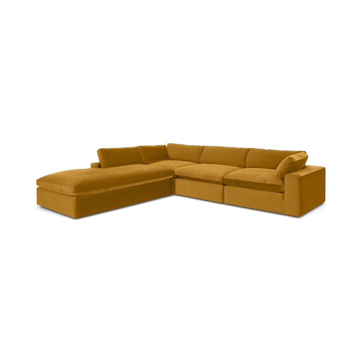 Samona Left Hand Facing Full Corner Sofa, Vintage Ochre Recycled Velvet – image 2