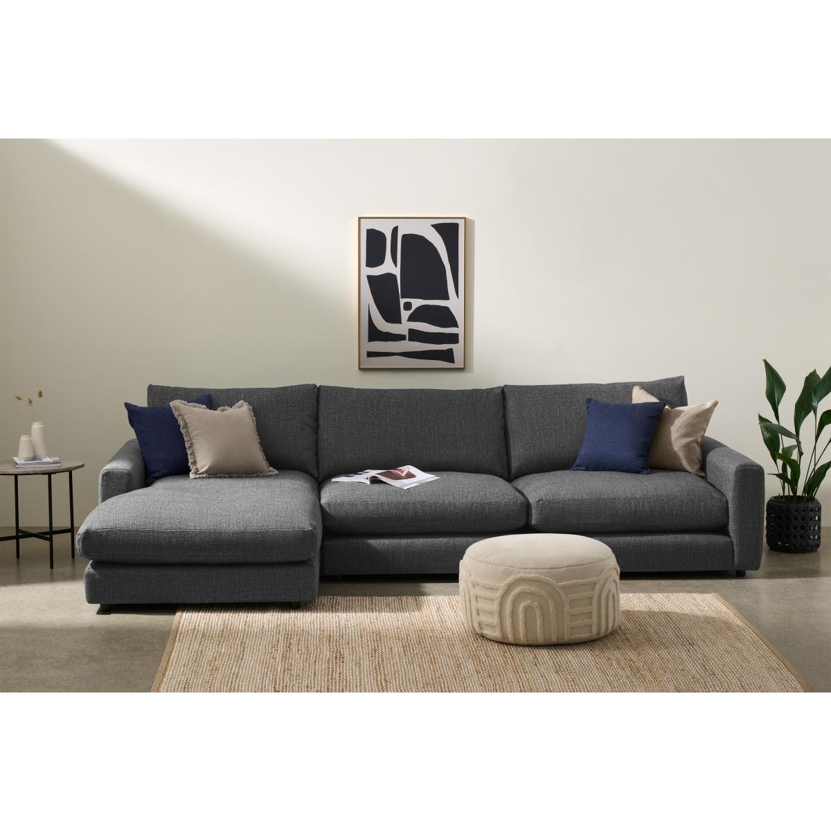 Arni Large Left Hand Facing Chaise End Corner Sofa, Slate Textured Weave – image 4
