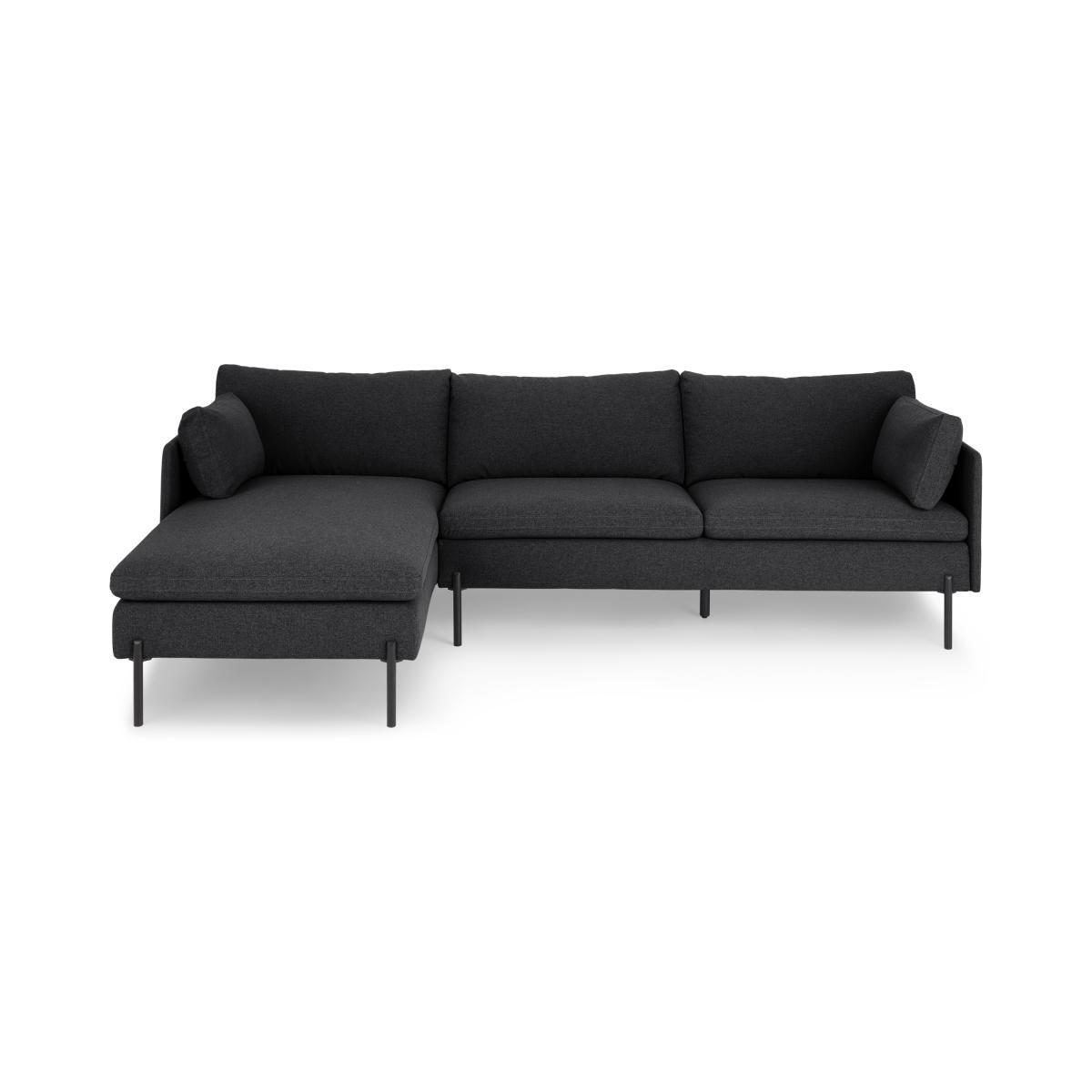 Zarina Left Hand Facing Chaise End Sofa, Sterling Grey Fabric with Black Legs – image 2