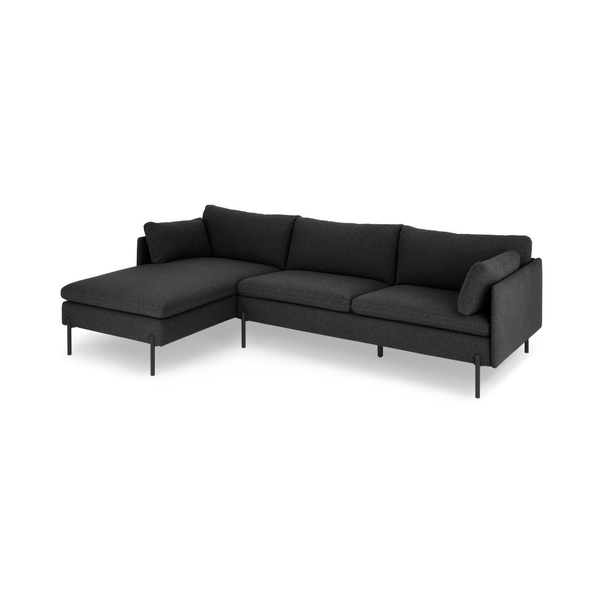 Zarina Left Hand Facing Chaise End Sofa, Sterling Grey Fabric with Black Legs – image 3