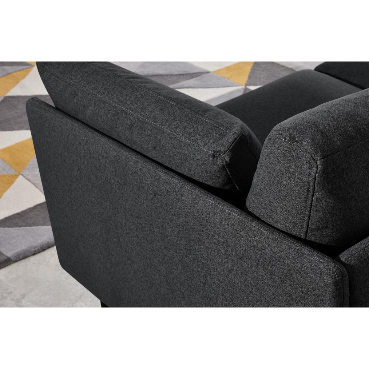 Zarina Left Hand Facing Chaise End Sofa, Sterling Grey Fabric with Black Legs – image 5