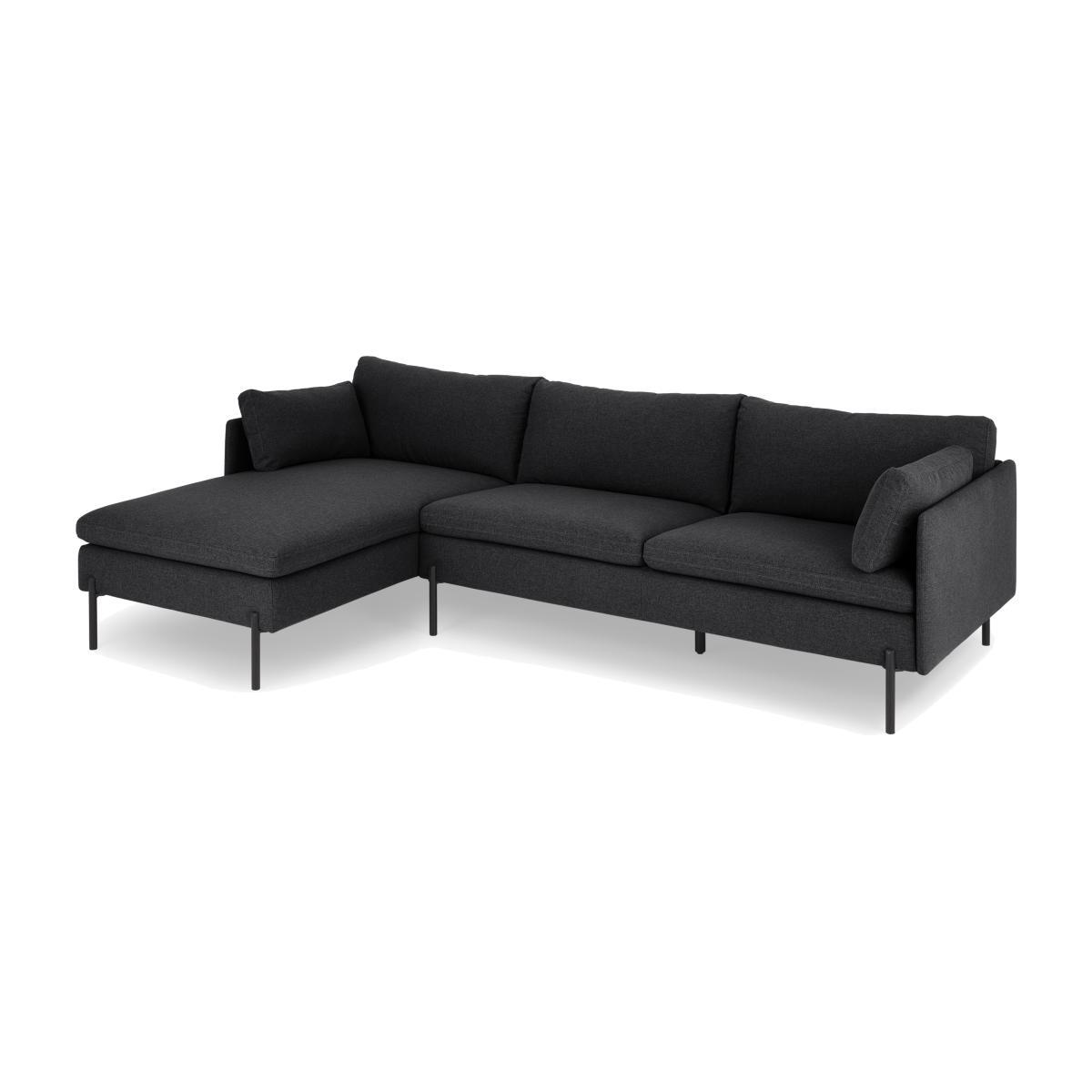 Zarina Left Hand Facing Chaise End Sofa, Sterling Grey Fabric with Black Legs – image 1