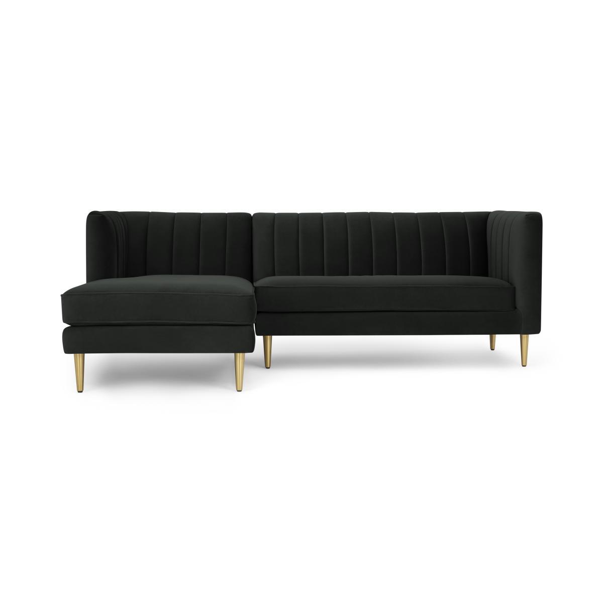 Amicie Left Hand Facing Chaise End Corner Sofa, Dark Anthracite Velvet – image 2
