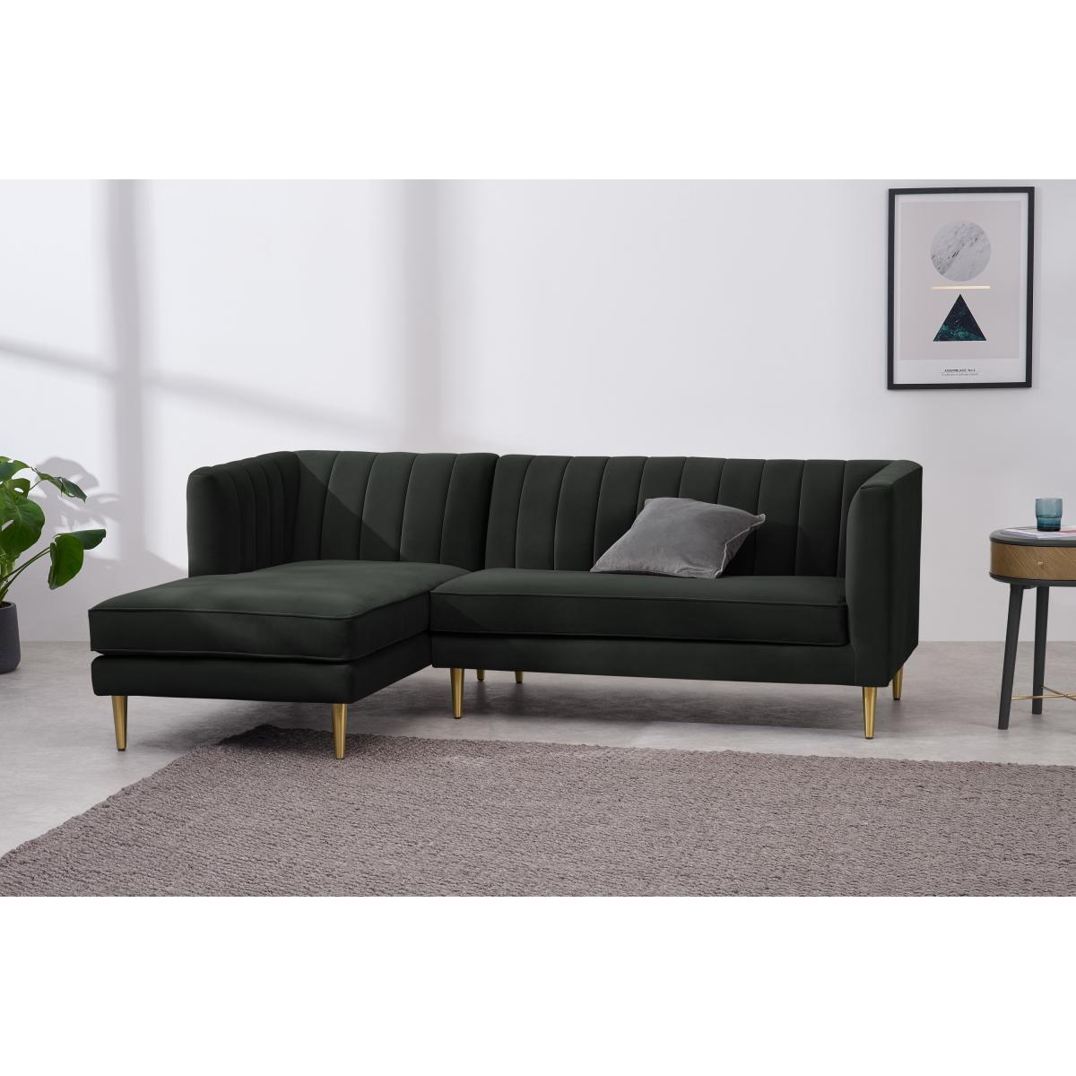 Amicie Left Hand Facing Chaise End Corner Sofa, Dark Anthracite Velvet – image 4