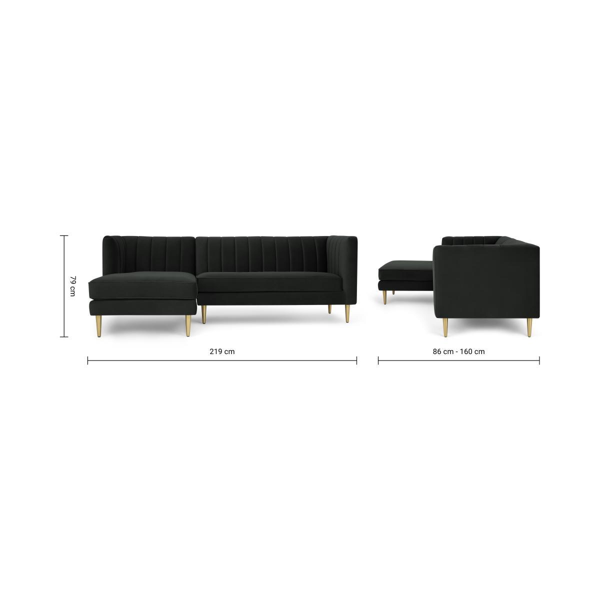 Amicie Left Hand Facing Chaise End Corner Sofa, Dark Anthracite Velvet – image 9