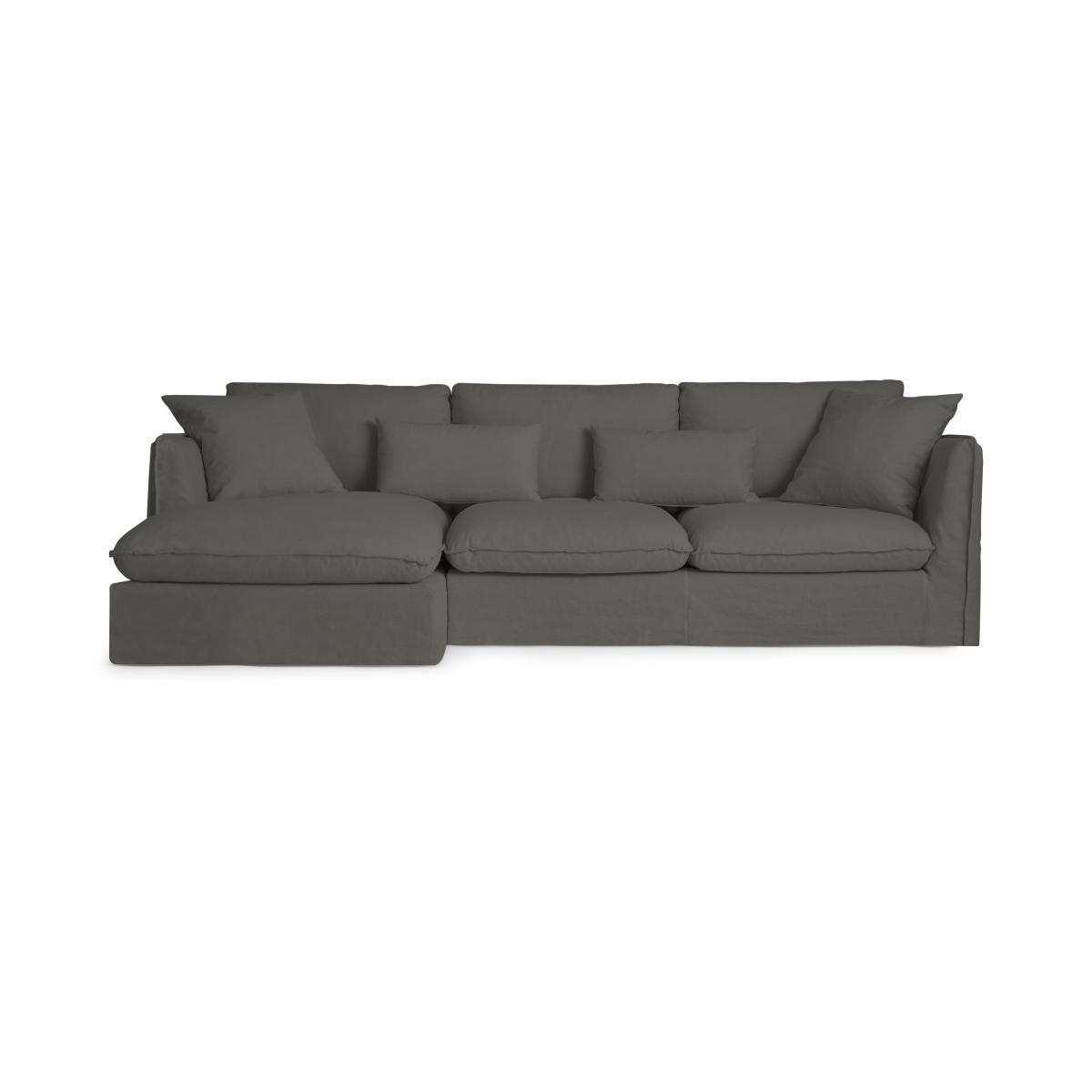 Kasiani Left Hand Facing Chaise End Sofa, Steel Cotton & Linen Mix – image 2