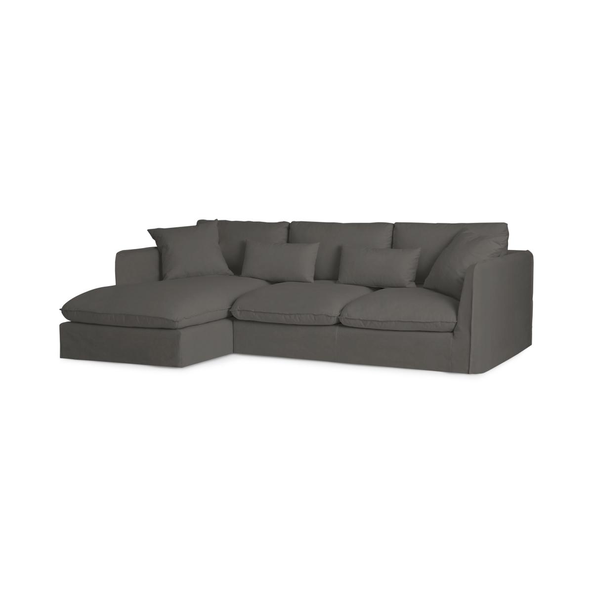 Kasiani Left Hand Facing Chaise End Sofa, Steel Cotton & Linen Mix – image 3