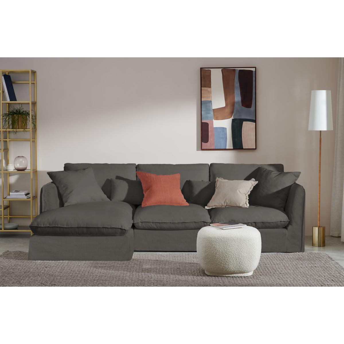 Kasiani Left Hand Facing Chaise End Sofa, Steel Cotton & Linen Mix – image 4
