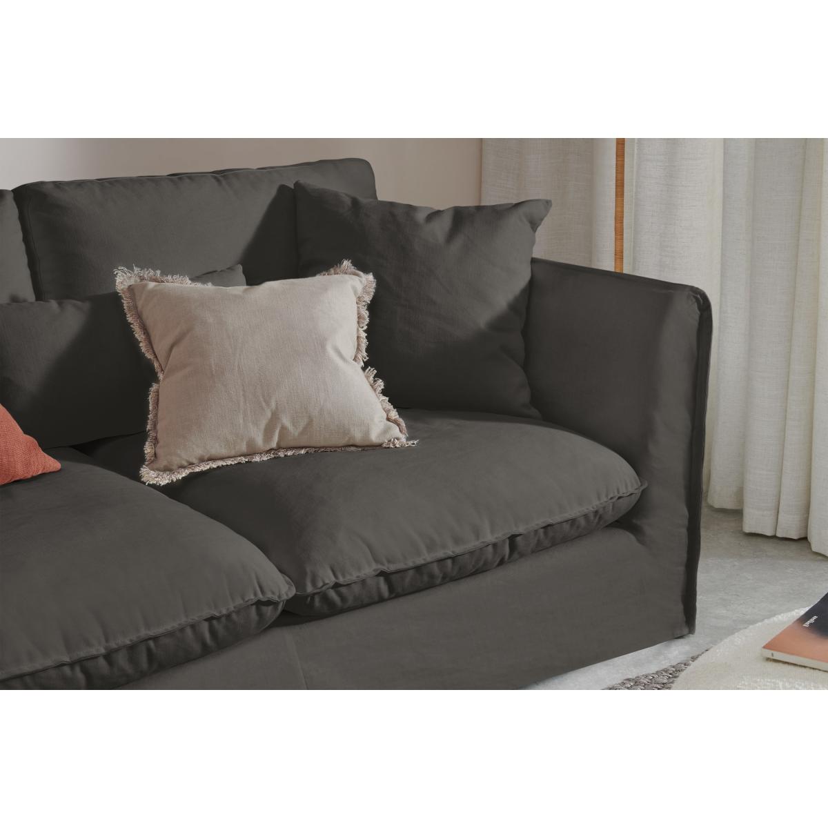 Kasiani Left Hand Facing Chaise End Sofa, Steel Cotton & Linen Mix – image 6