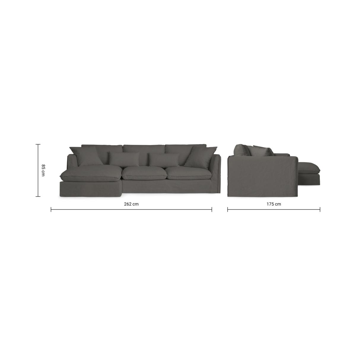 Kasiani Left Hand Facing Chaise End Sofa, Steel Cotton & Linen Mix – image 9