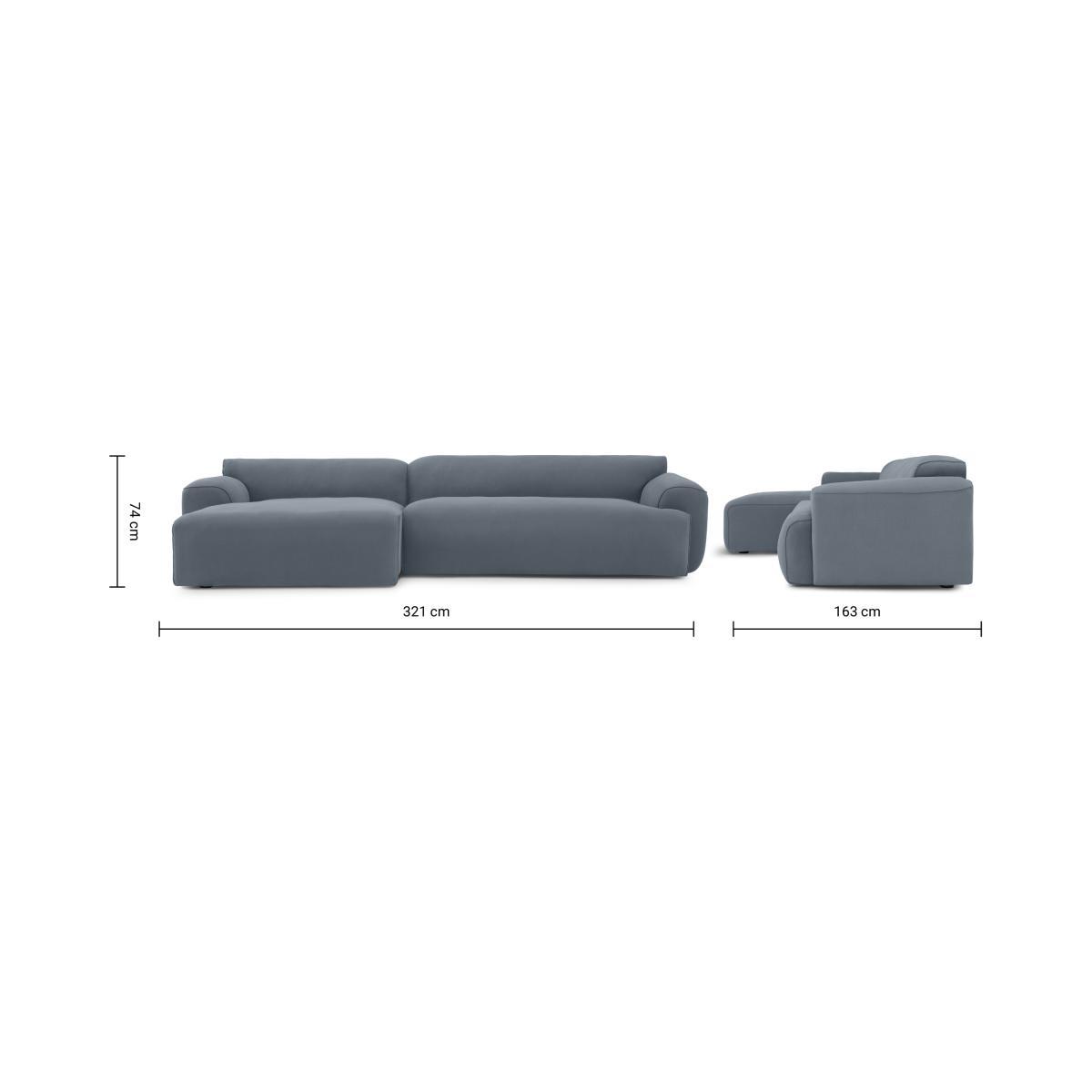 Avalon Left Hand Facing Chaise End Corner Sofa, Jeans Blue Linen & Cotton Mix – image 8