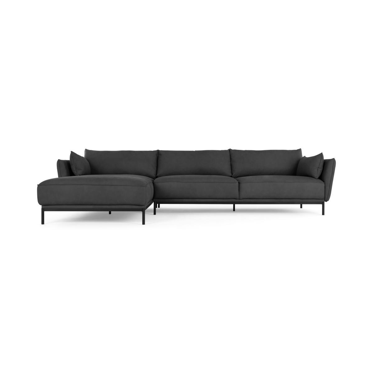 Odelle Left Hand Facing Chaise End Corner Sofa, Texas Dark Grey Leather – image 2