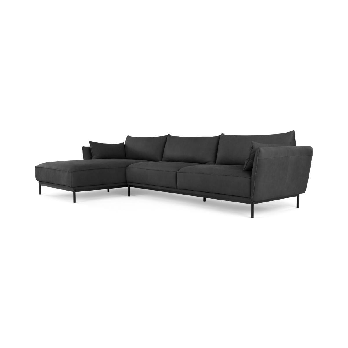 Odelle Left Hand Facing Chaise End Corner Sofa, Texas Dark Grey Leather – image 3