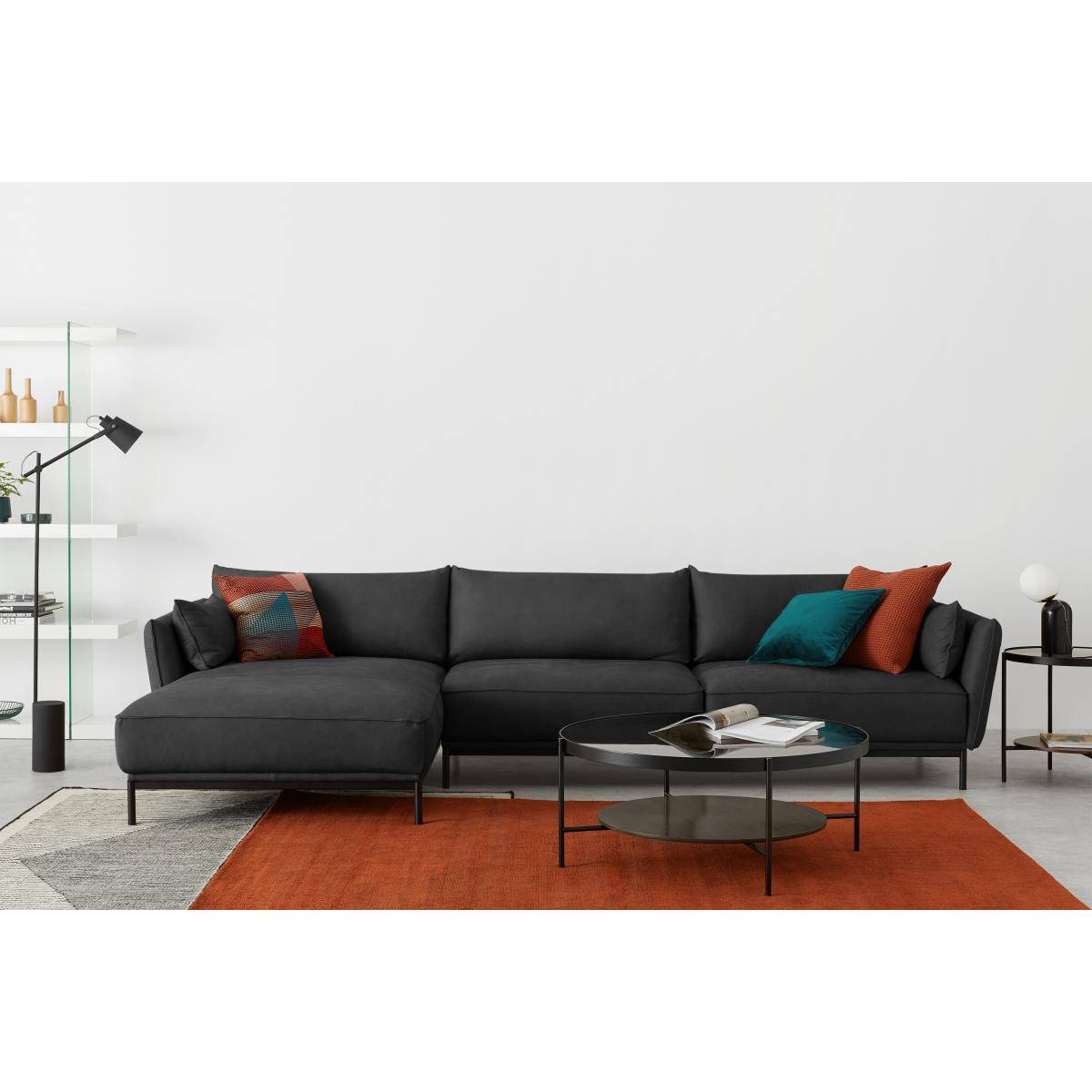 Odelle Left Hand Facing Chaise End Corner Sofa, Texas Dark Grey Leather – image 4