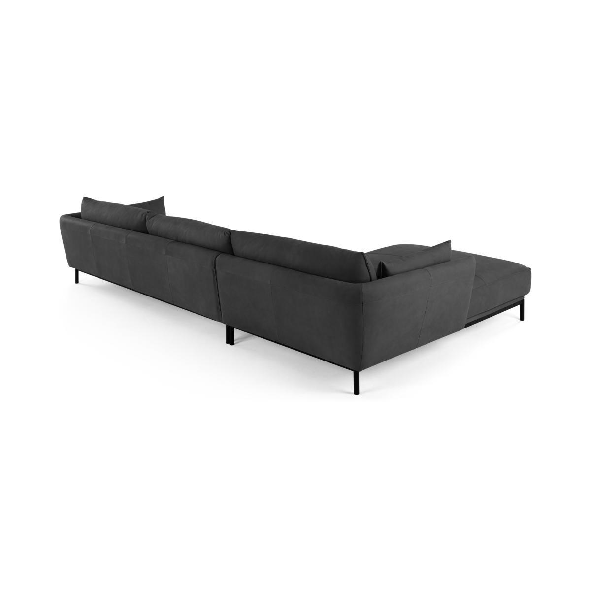 Odelle Left Hand Facing Chaise End Corner Sofa, Texas Dark Grey Leather – image 6