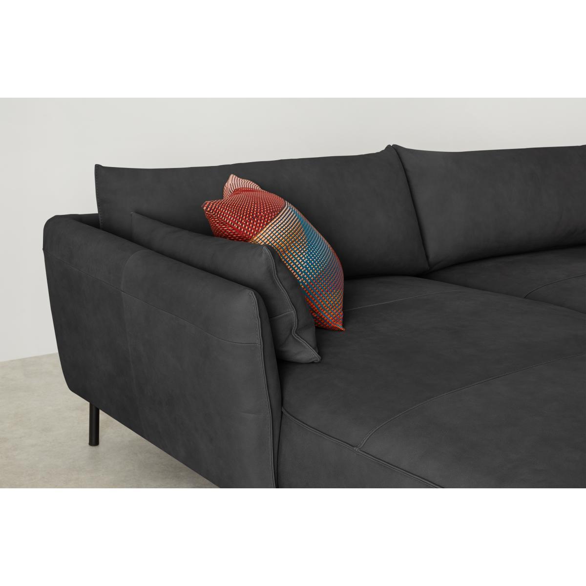 Odelle Left Hand Facing Chaise End Corner Sofa, Texas Dark Grey Leather – image 7