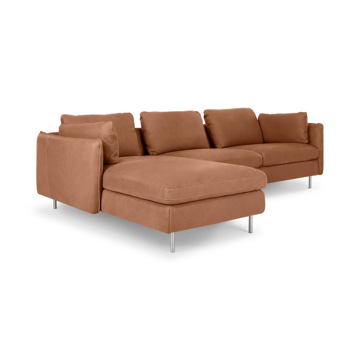 Vento 3 Seater Left Hand Facing Chaise End Sofa, Texas Tan Leather – image 3