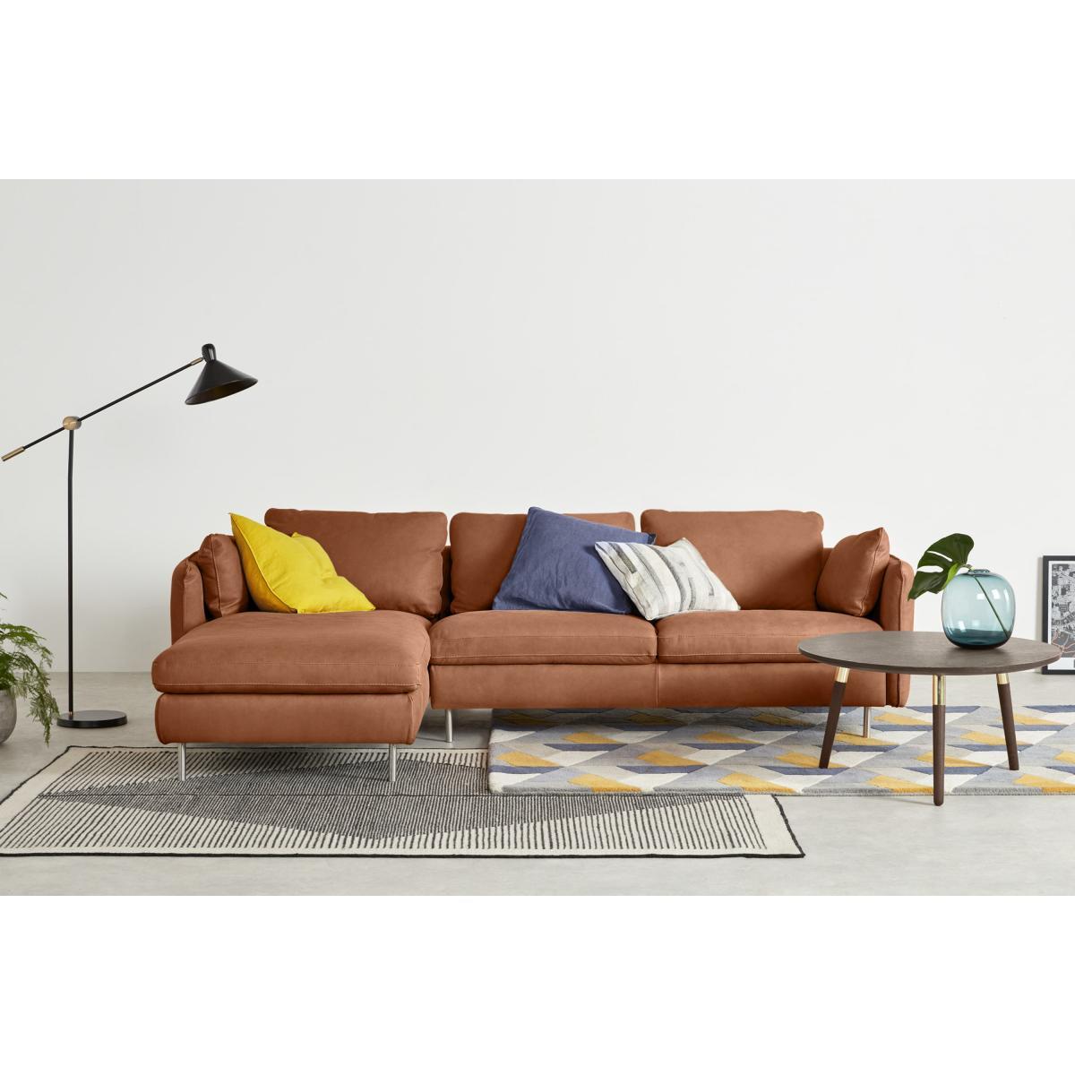 Vento 3 Seater Left Hand Facing Chaise End Sofa, Texas Tan Leather – image 4