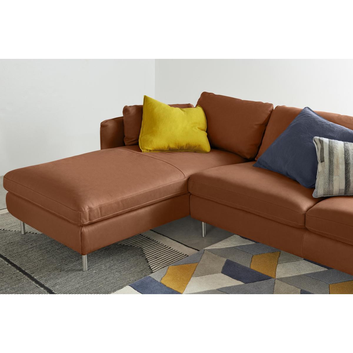 Vento 3 Seater Left Hand Facing Chaise End Sofa, Texas Tan Leather – image 5