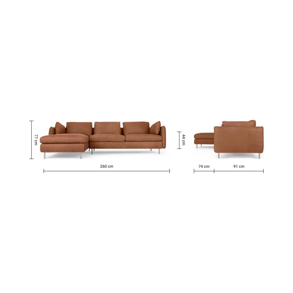 Vento 3 Seater Left Hand Facing Chaise End Sofa, Texas Tan Leather – image 9