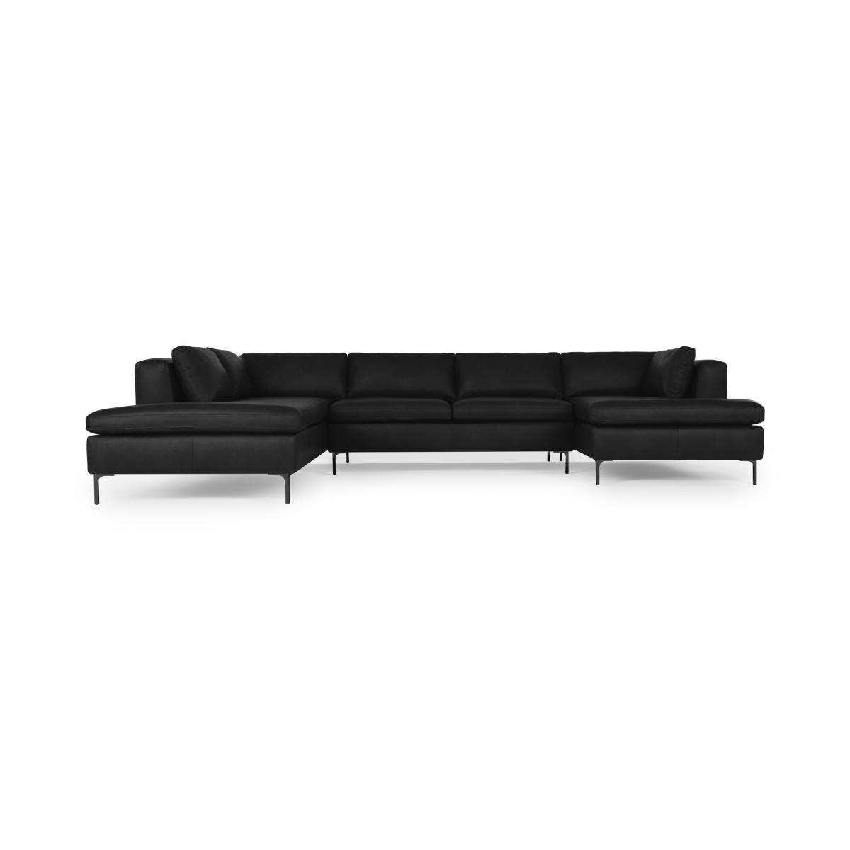 Monterosso Left Hand Facing Corner Sofa, Denver Black Leather with Black Legs – image 2