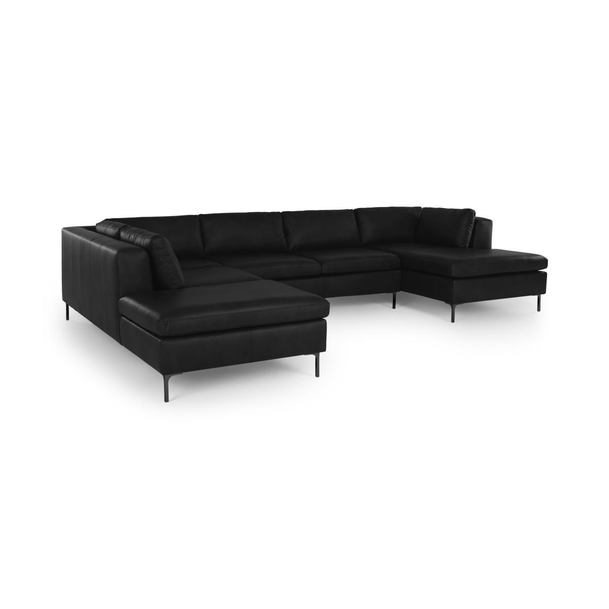 Monterosso Left Hand Facing Corner Sofa, Denver Black Leather with Black Legs – image 3