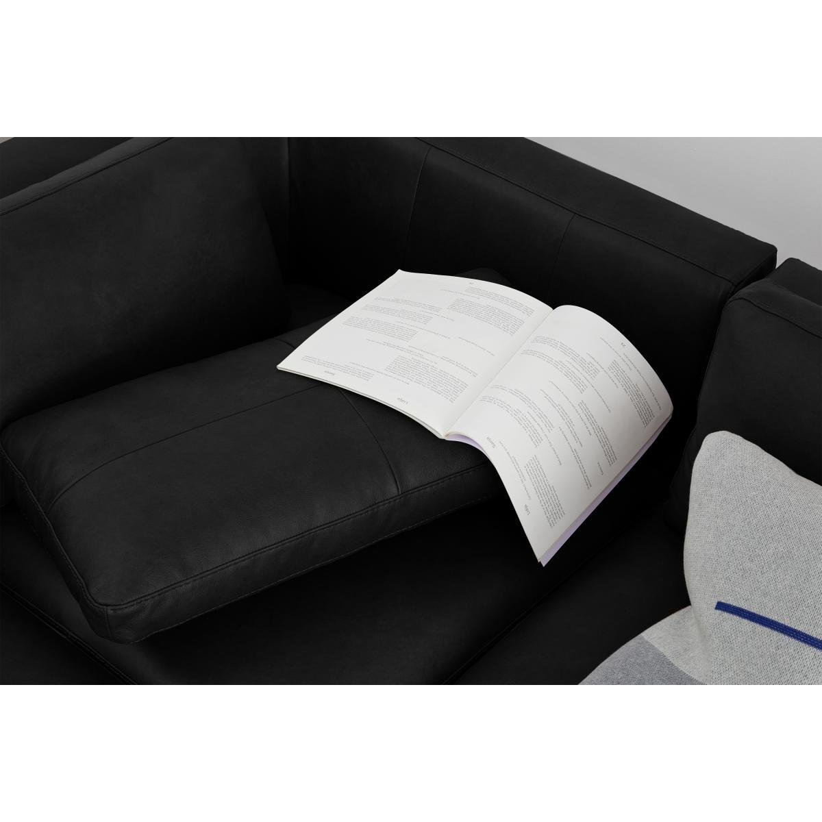 Monterosso Left Hand Facing Corner Sofa, Denver Black Leather with Black Legs – image 5