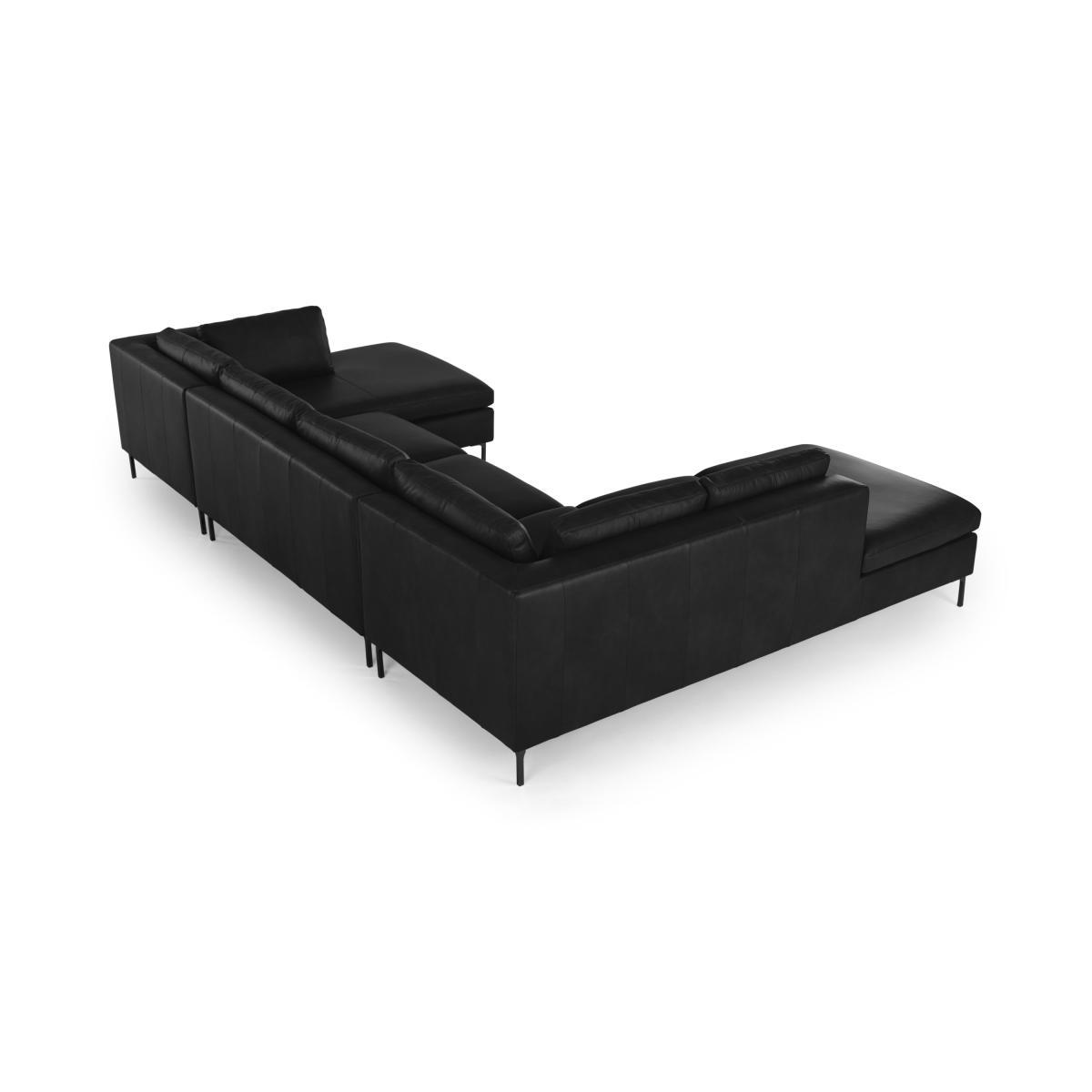 Monterosso Left Hand Facing Corner Sofa, Denver Black Leather with Black Legs – image 6