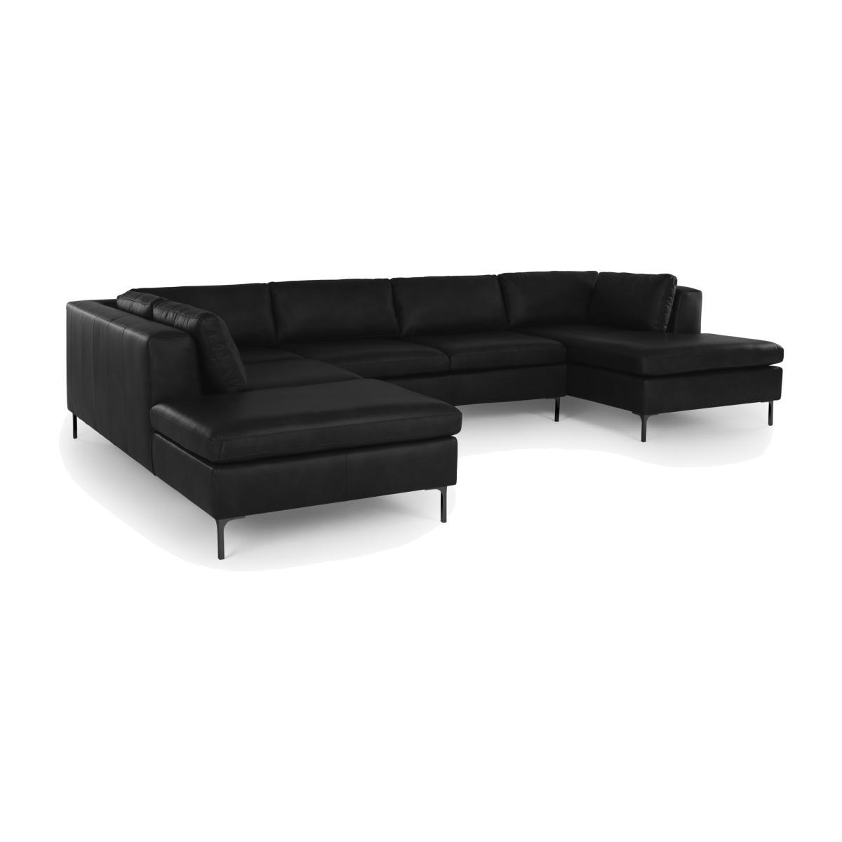Monterosso Left Hand Facing Corner Sofa, Denver Black Leather with Black Legs – image 1