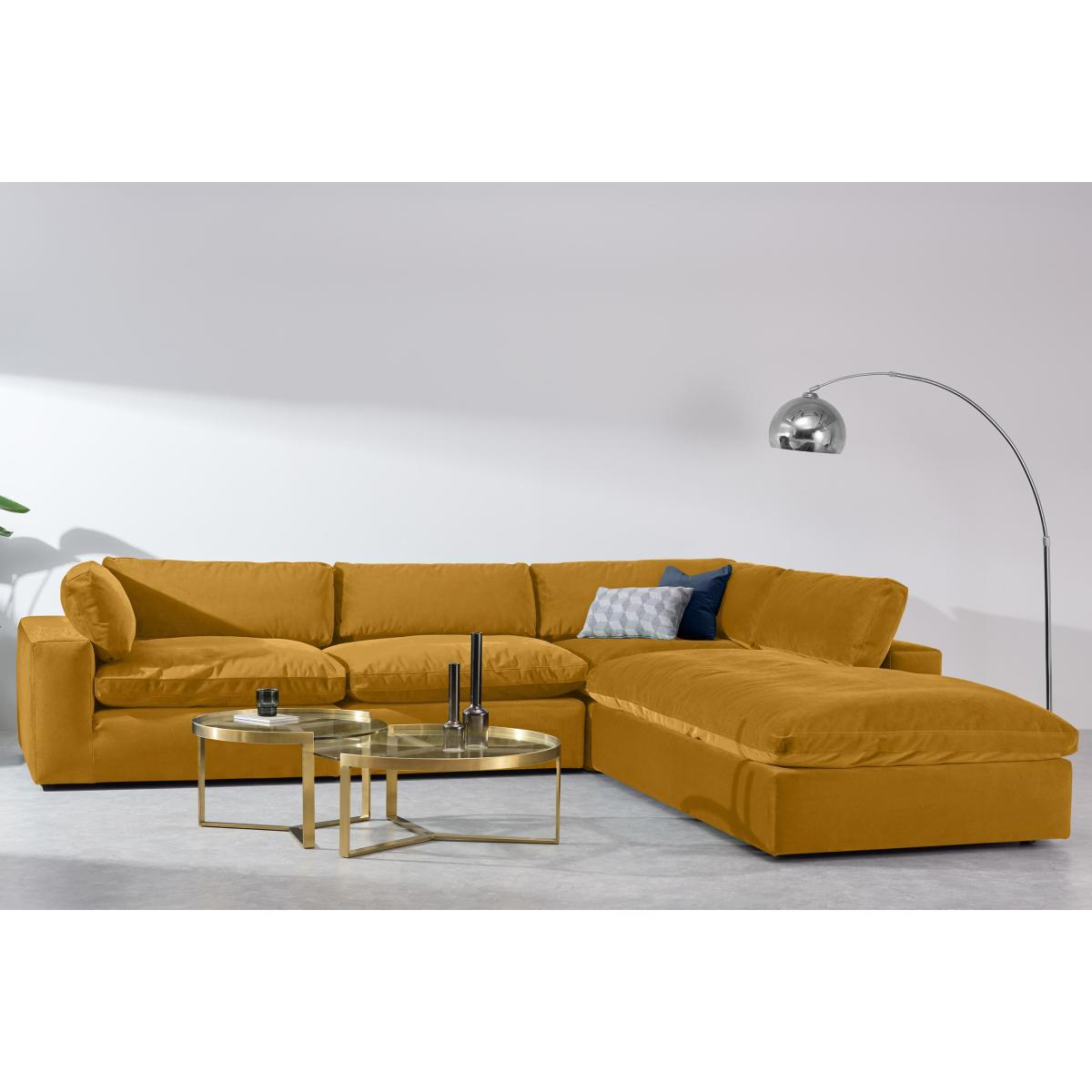 Samona Right Hand Facing Full Corner Sofa, Vintage Ochre Recycled Velvet – image 3