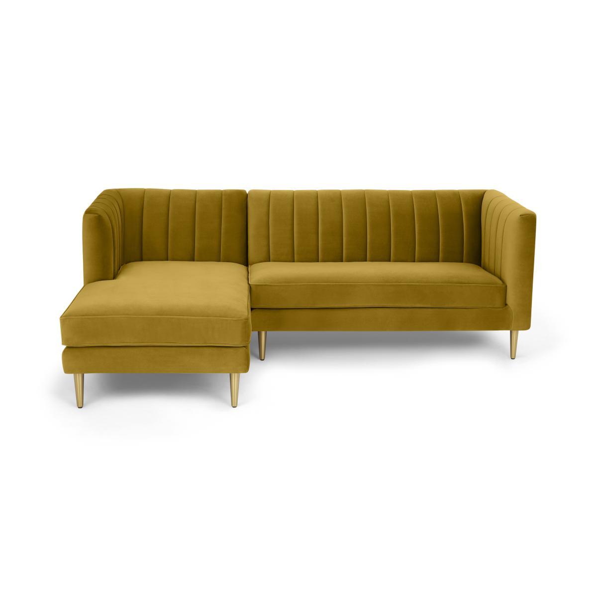 Amicie Left Hand Facing Chaise End Corner Sofa, Vintage Gold Velvet – image 2