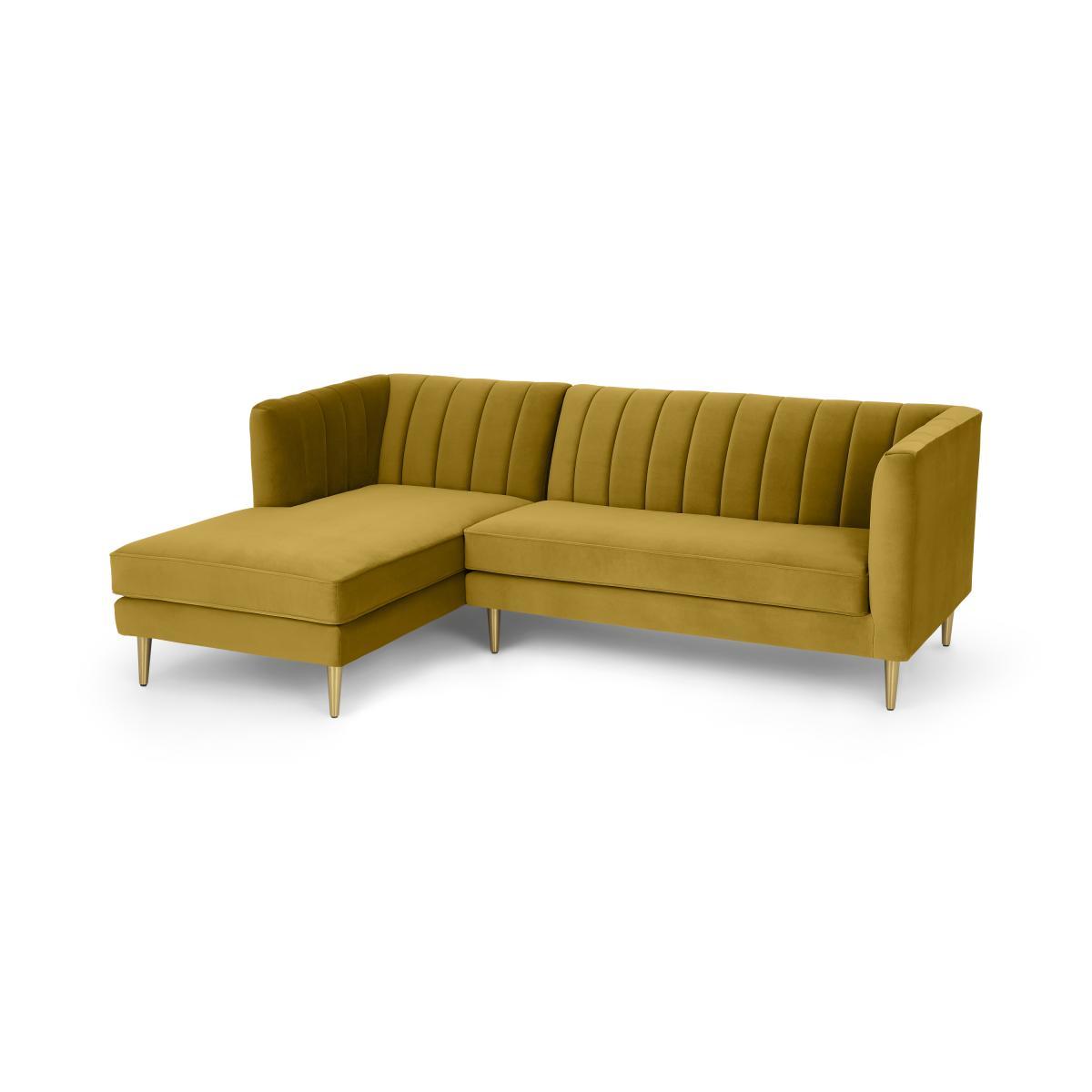 Amicie Left Hand Facing Chaise End Corner Sofa, Vintage Gold Velvet – image 3