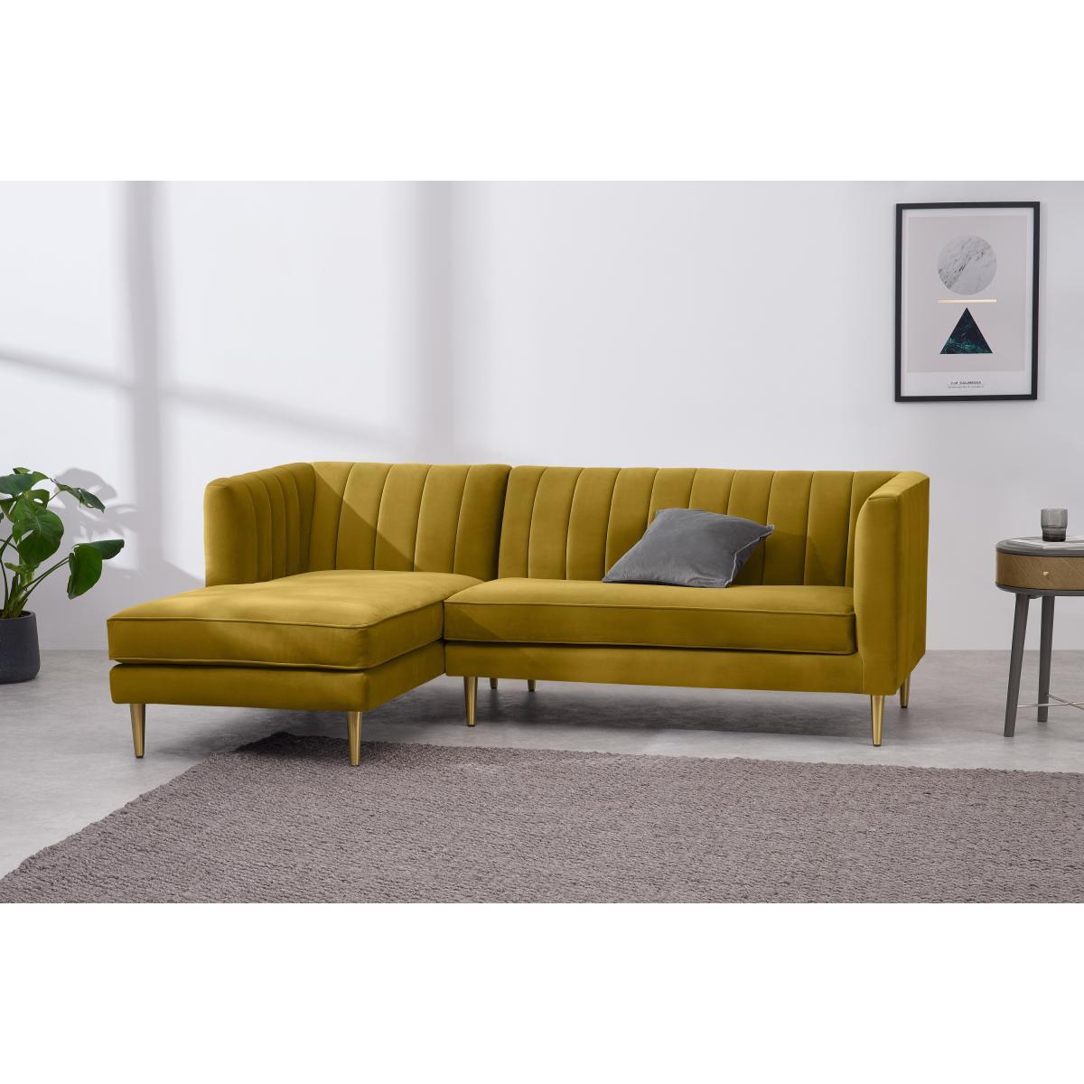 Amicie Left Hand Facing Chaise End Corner Sofa, Vintage Gold Velvet – image 4