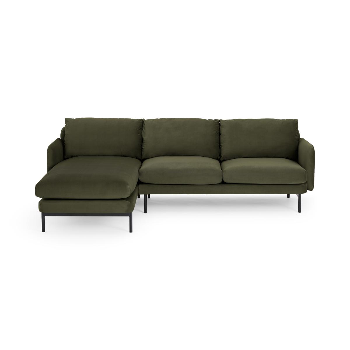 Miro Left Hand Facing Chaise End Corner Sofa, Pistachio Green Velvet – image 2