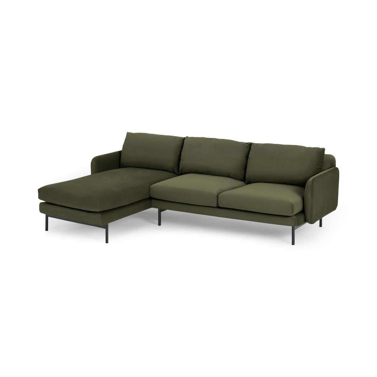 Miro Left Hand Facing Chaise End Corner Sofa, Pistachio Green Velvet – image 3