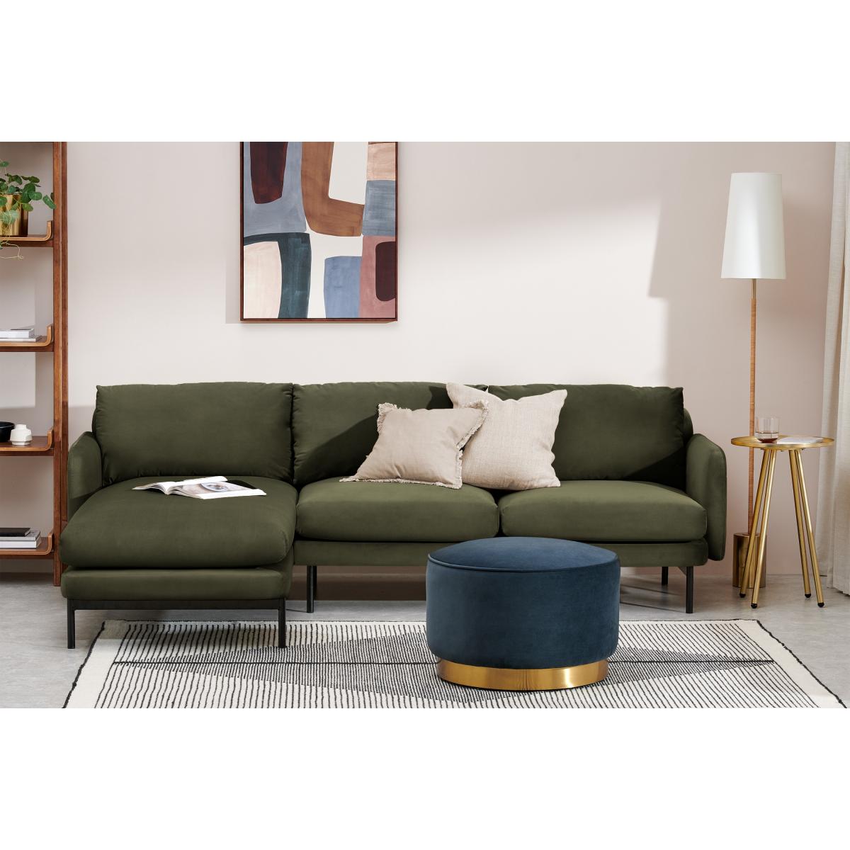 Miro Left Hand Facing Chaise End Corner Sofa, Pistachio Green Velvet – image 4