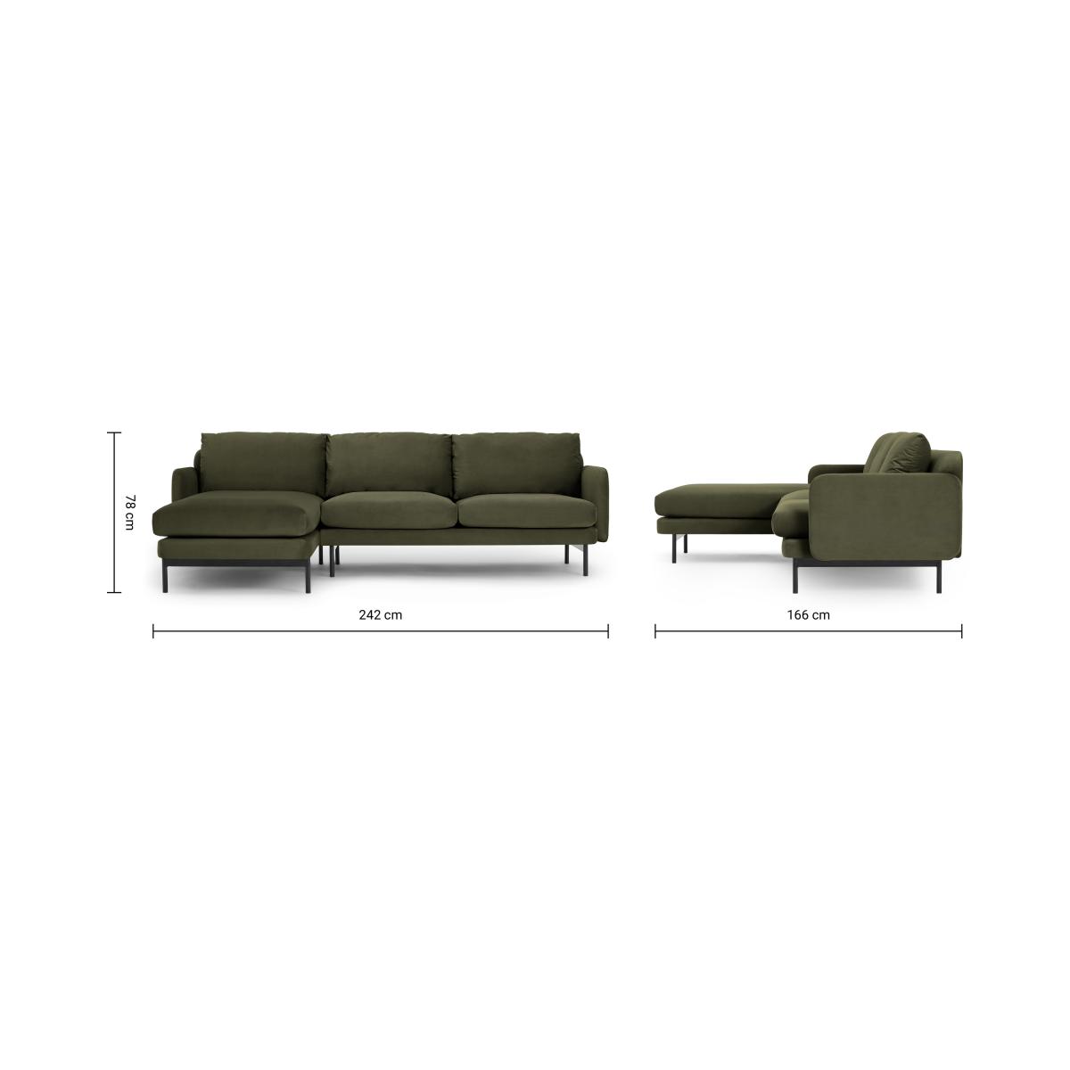 Miro Left Hand Facing Chaise End Corner Sofa, Pistachio Green Velvet – image 9