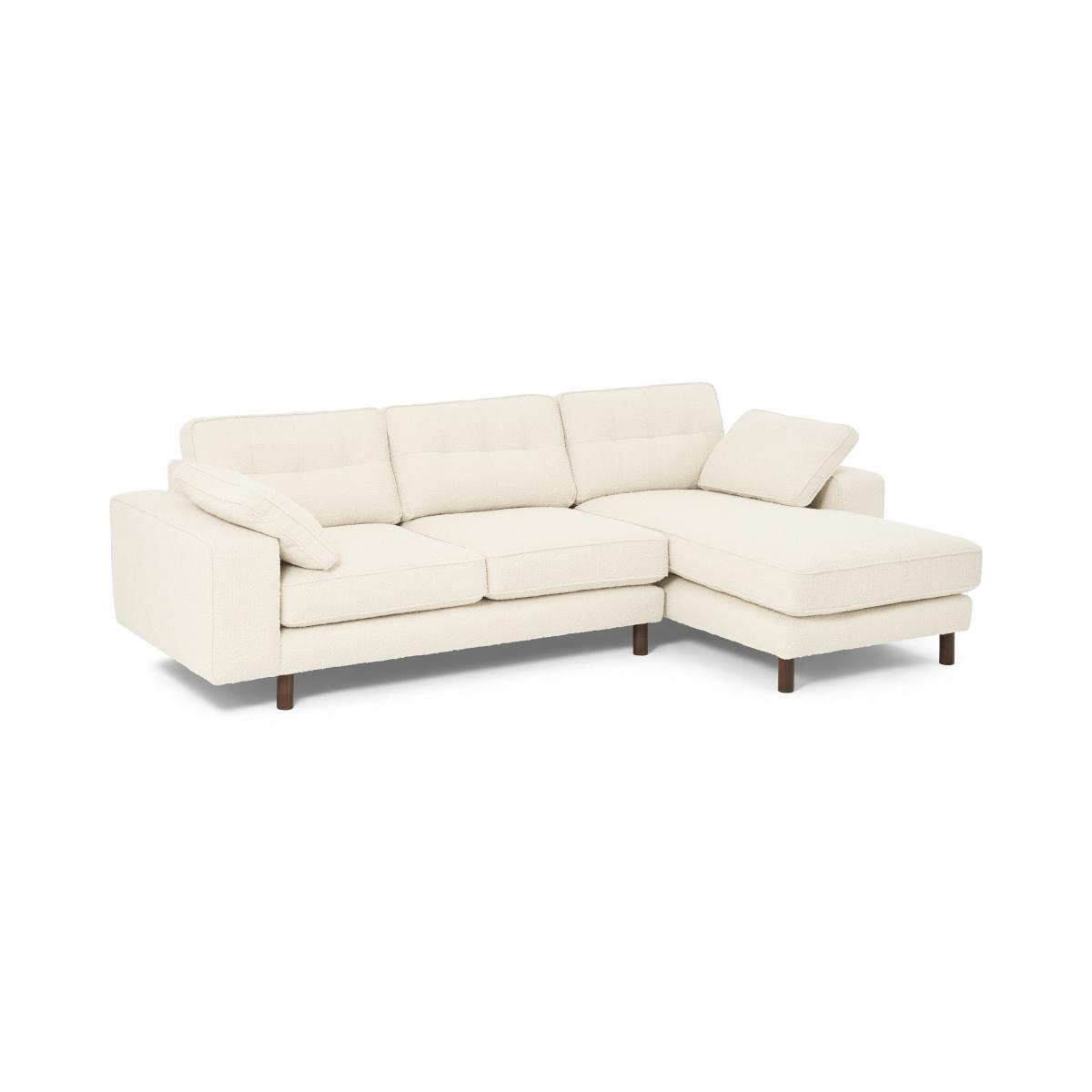 Content by Terence Conran Tobias Right Hand Facing Chaise End Sofa, Ivory White Boucle with Dark Wood Leg – image 3