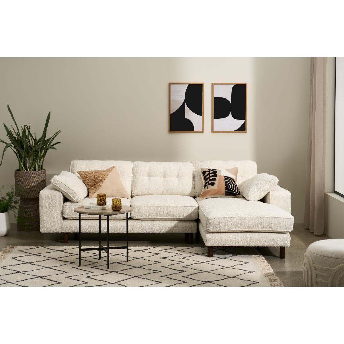 Content by Terence Conran Tobias Right Hand Facing Chaise End Sofa, Ivory White Boucle with Dark Wood Leg – image 4