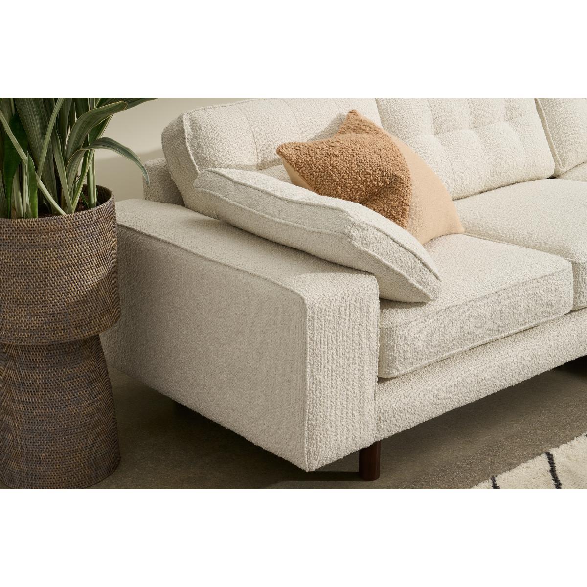 Content by Terence Conran Tobias Right Hand Facing Chaise End Sofa, Ivory White Boucle with Dark Wood Leg – image 5