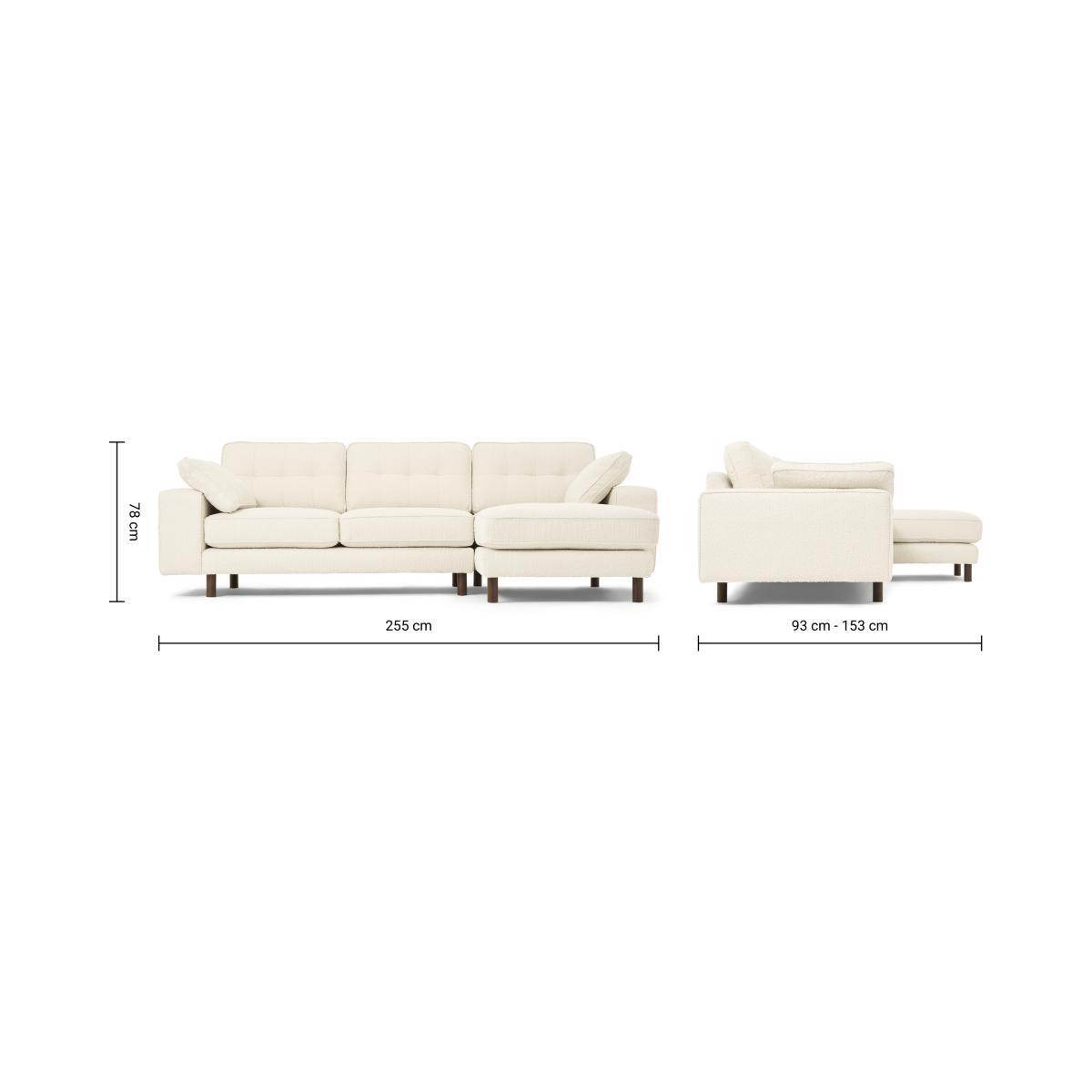 Content by Terence Conran Tobias Right Hand Facing Chaise End Sofa, Ivory White Boucle with Dark Wood Leg – image 9