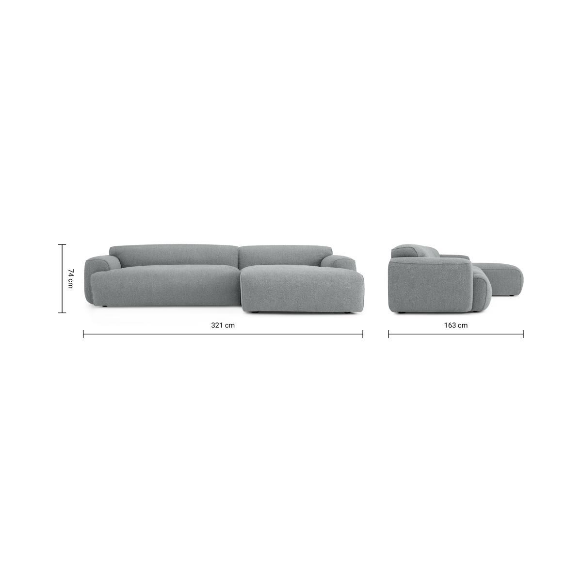Avalon Right Hand Facing Chaise End Corner Sofa, Steel Boucle – image 8