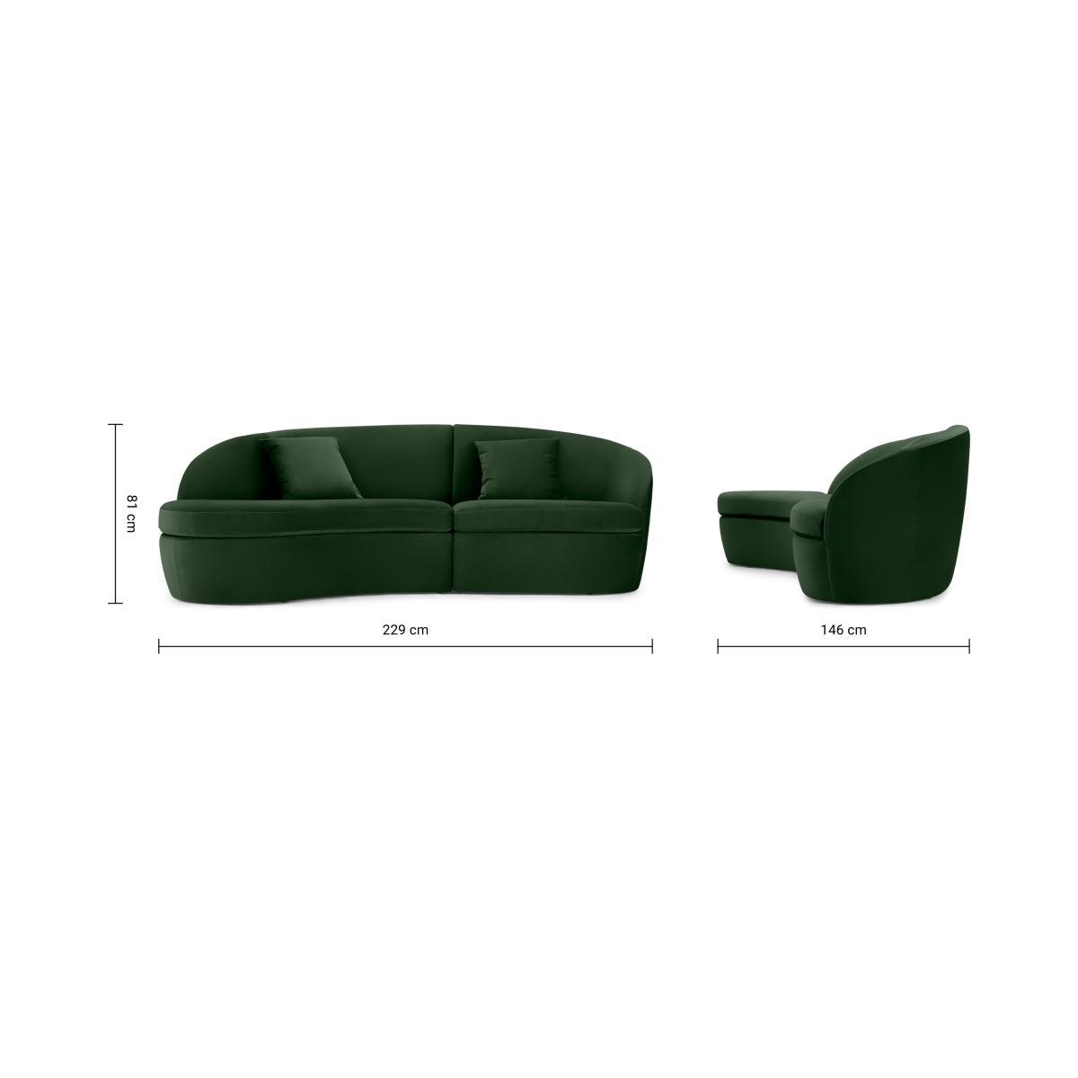 Reisa Left Hand Facing Chaise End Sofa, Moss Green Velvet – image 9