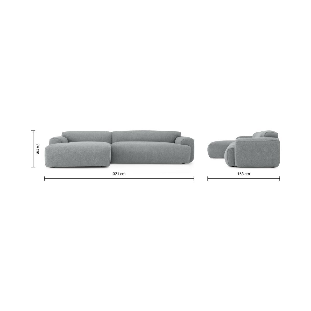 Avalon Left Hand Facing Chaise End Corner Sofa, Steel Boucle – image 8