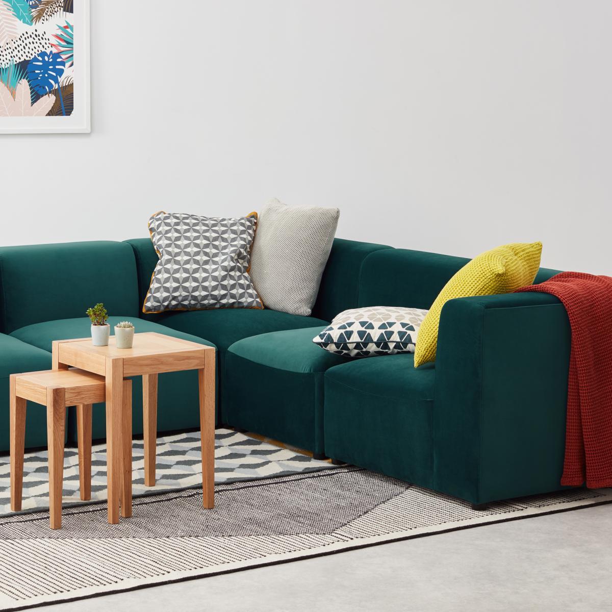 Juno 5 Seater Sofa Corner Group, Seafoam Blue Velvet – image 2