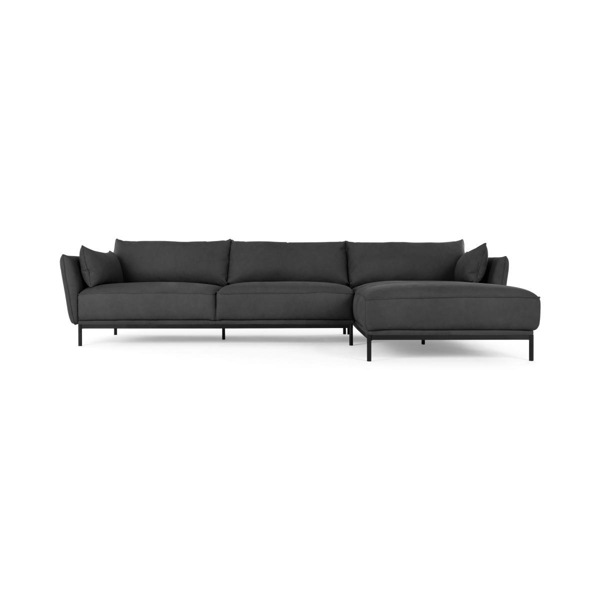 Odelle Right Hand Facing Chaise End Corner Sofa, Texas Dark Grey Leather – image 2