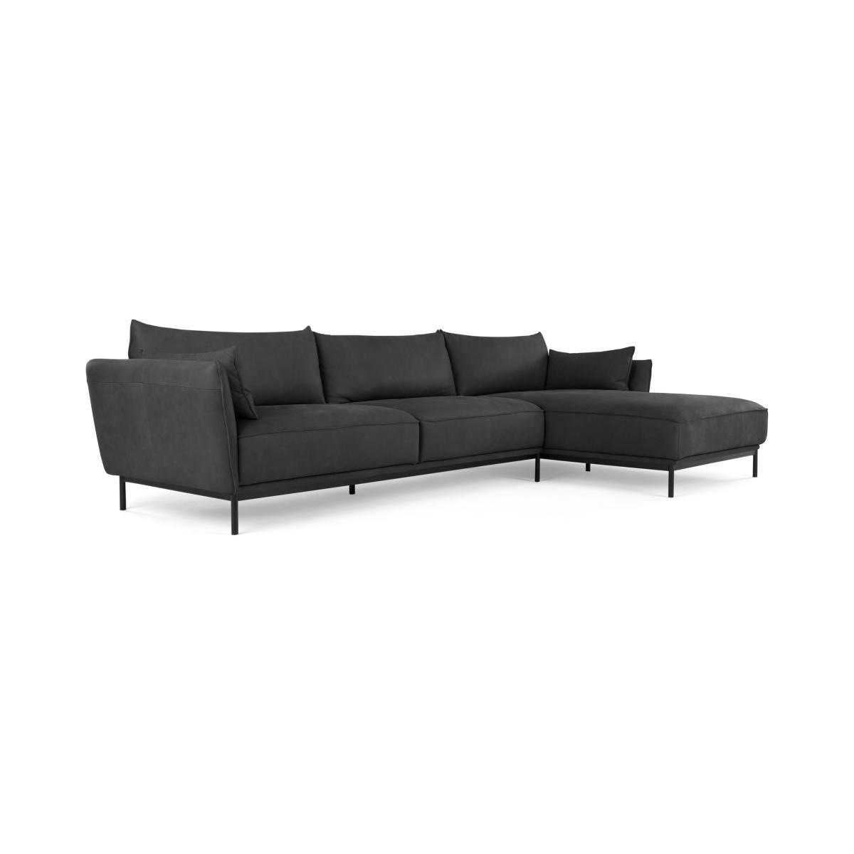Odelle Right Hand Facing Chaise End Corner Sofa, Texas Dark Grey Leather – image 3