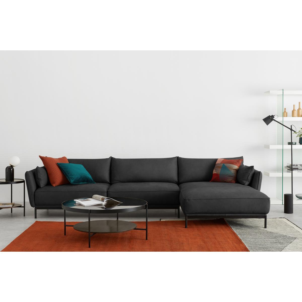 Odelle Right Hand Facing Chaise End Corner Sofa, Texas Dark Grey Leather – image 4