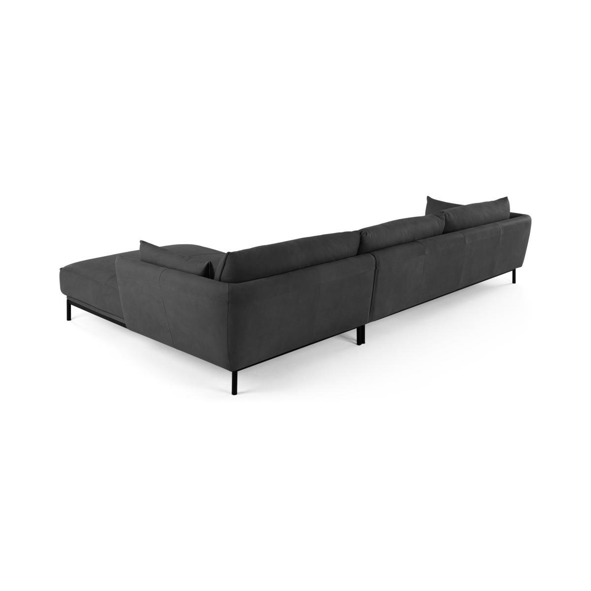 Odelle Right Hand Facing Chaise End Corner Sofa, Texas Dark Grey Leather – image 6