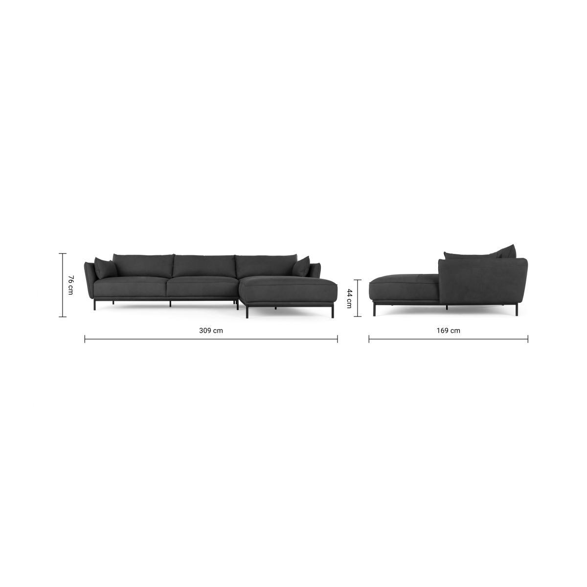 Odelle Right Hand Facing Chaise End Corner Sofa, Texas Dark Grey Leather – image 9